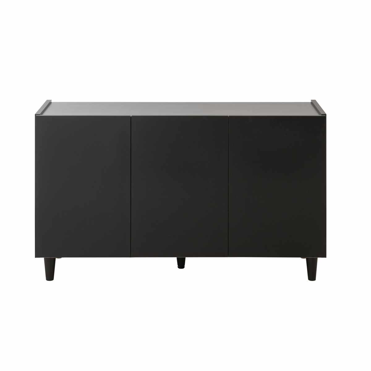 キャビネット 幅118cm モノトーン 日本製 完成品 ( Shadow 棚 ラック 収納 扉付 両開き 可動棚 リビングボード リビング収納 食器棚 家具 配線穴 ブラック シンプル )