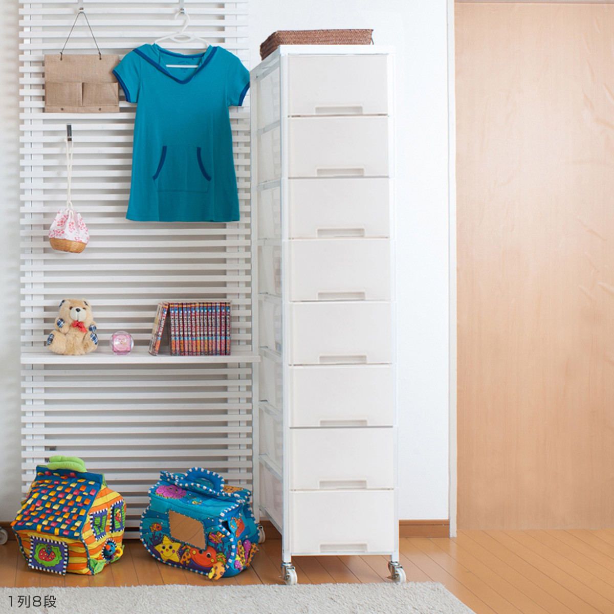 衣装ケース 大量収納プラスチックチェスト 7段 ( 幅36×奥行48×高さ144cm 収納ボックス 引き出し ハイタイプ 収納ケース チェスト タンス 衣類収納 大容量 キャスター付き リビング収納 クローゼット ランドリー 日本製 スリム ) 【ブラウン】 ブラウン