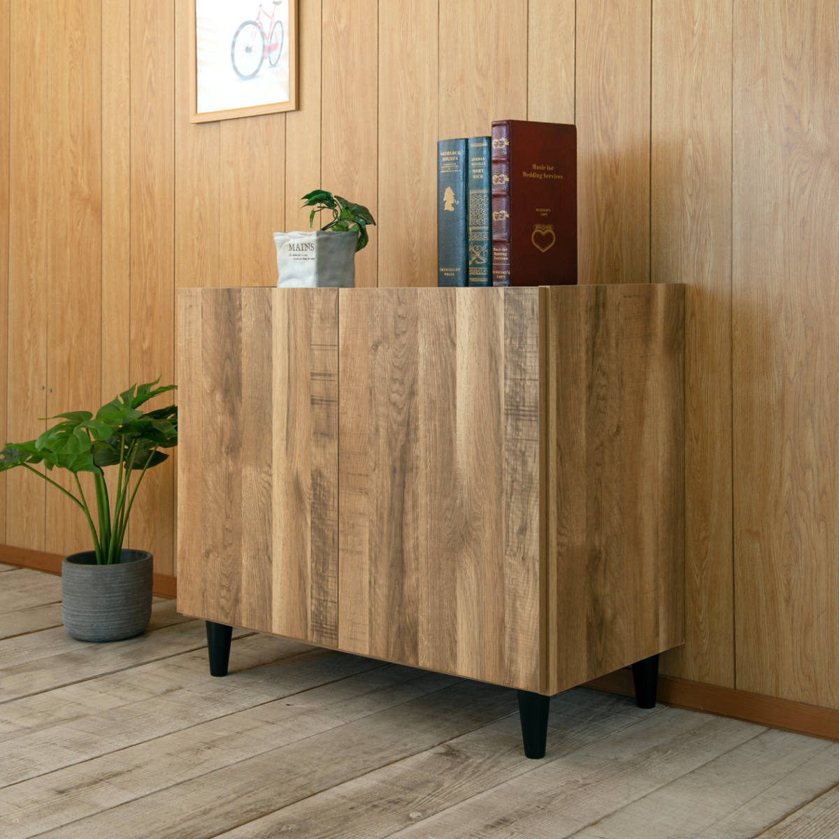 リビングボード 幅80cm 脚付き 可動棚 日本製 完成品 ( BRASH 棚 ラック 収納 ルーター収納 A4対応 リビング収納 テレビボード 食器棚 配線穴 ヴィンテージ調 ナチュラル ブラウン ) 【ブラウン】 ブラウン