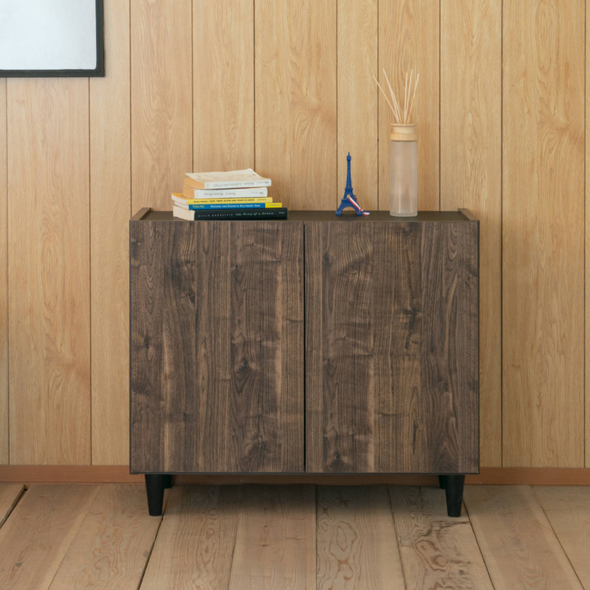 リビングボード 幅80cm 脚付き 可動棚 日本製 完成品 ( BRASH 棚 ラック 収納 ルーター収納 A4対応 リビング収納 テレビボード 食器棚 配線穴 ヴィンテージ調 ナチュラル ブラウン ) 【ブラウン】 ブラウン