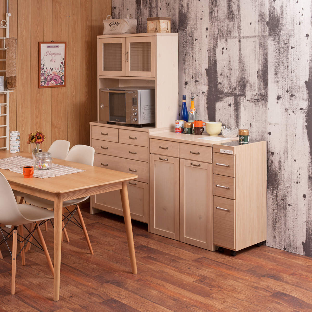 スリムキッチンワゴン 幅20cm ステンレス天板 2口コンセント 日本製 完成品 ( Sinker キッチンワゴン スリム 隙間収納 キャスター付 ワゴン スリムタイプ 作業台 コンセント付 引出し ナチュラル ホワイト ) 【ナチュラル】 ナチュラル