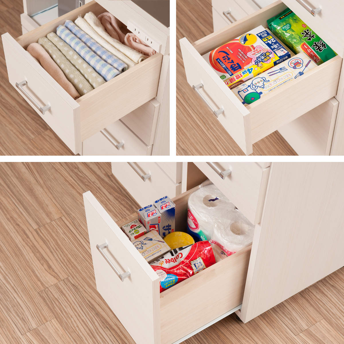 スリムキッチンワゴン 幅30cm ステンレス天板 2口コンセント 日本製 完成品 ( Sinker キッチンワゴン スリム 隙間収納 キャスター付 ワゴン スリムタイプ 作業台 コンセント付 引出し ナチュラル ホワイト ) 【ホワイト】 ホワイト