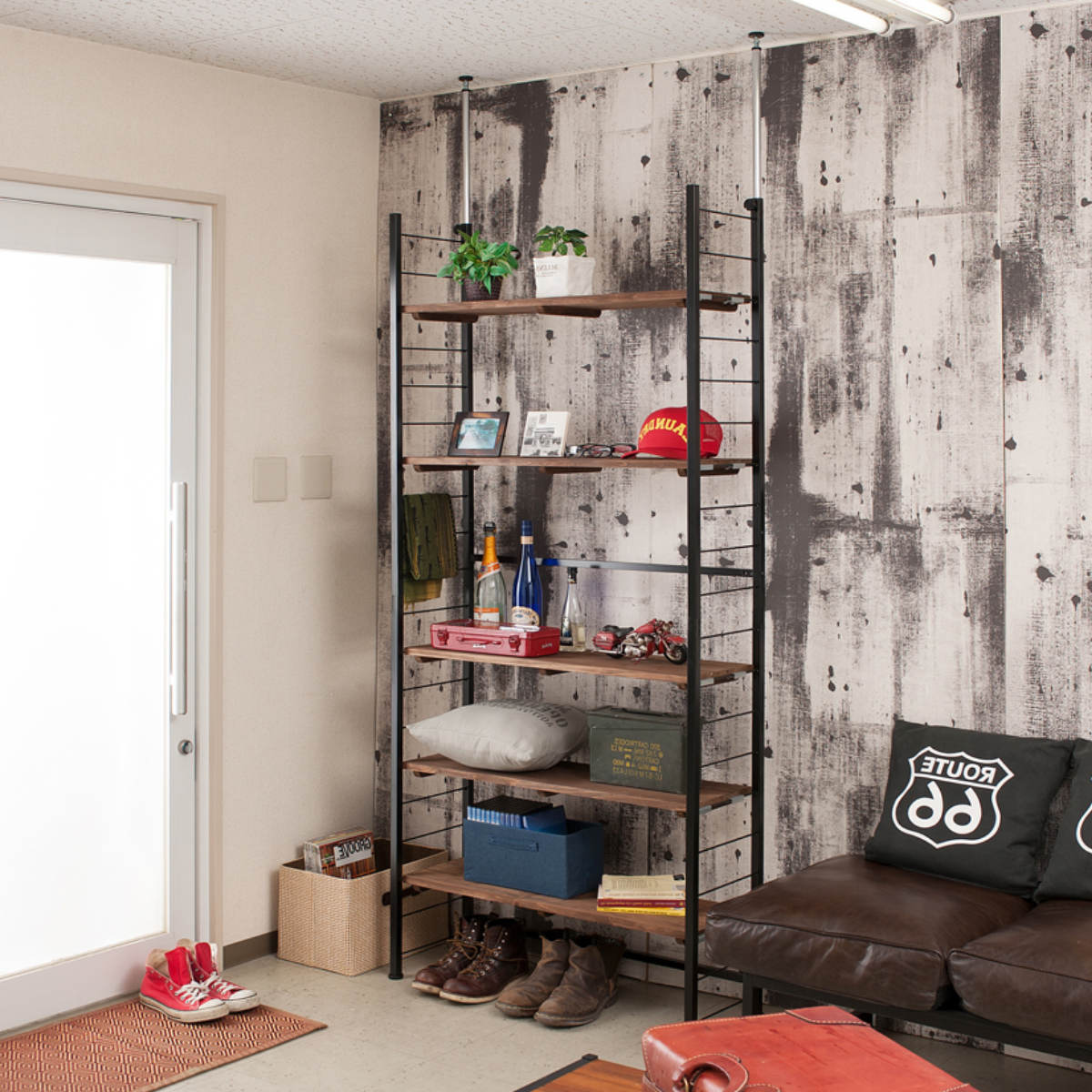 突っ張りラック　平面収納 HAGiHARA 突っ張りラック 突っ張り棚 突っ張り棒 棚 壁面収納