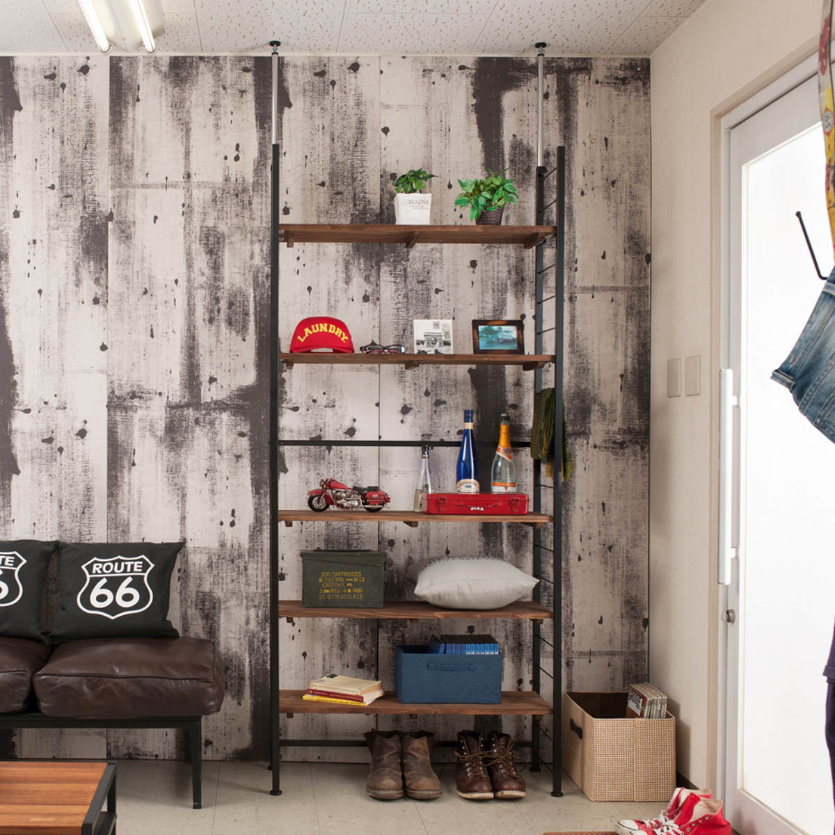 突っ張り 壁面収納 幅90×奥行30cm オープンラックタイプ ( ラック 壁面 収納 突っ張りラック 突っ張りオープンラック ウォールラック 小物掛け すき間 壁面ラック つっぱり 棚板付 パーテーション 省スペース )