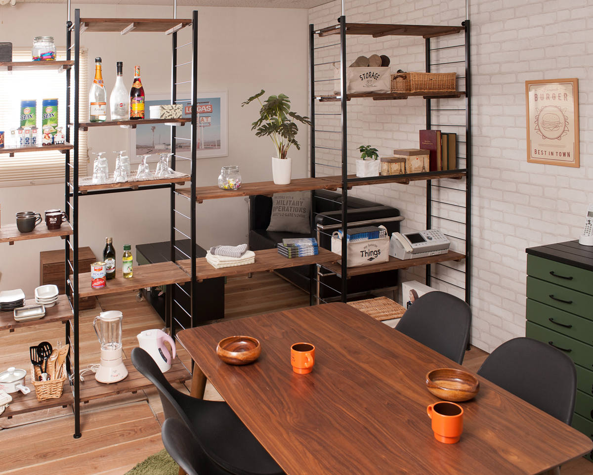 突っ張り 壁面収納 幅60×奥行40cm オープンラックタイプ ( ラック 壁面 収納 突っ張りラック 突っ張りオープンラック ウォールラック 小物掛け すき間 壁面ラック つっぱり 棚板付 パーテーション 省スペース )