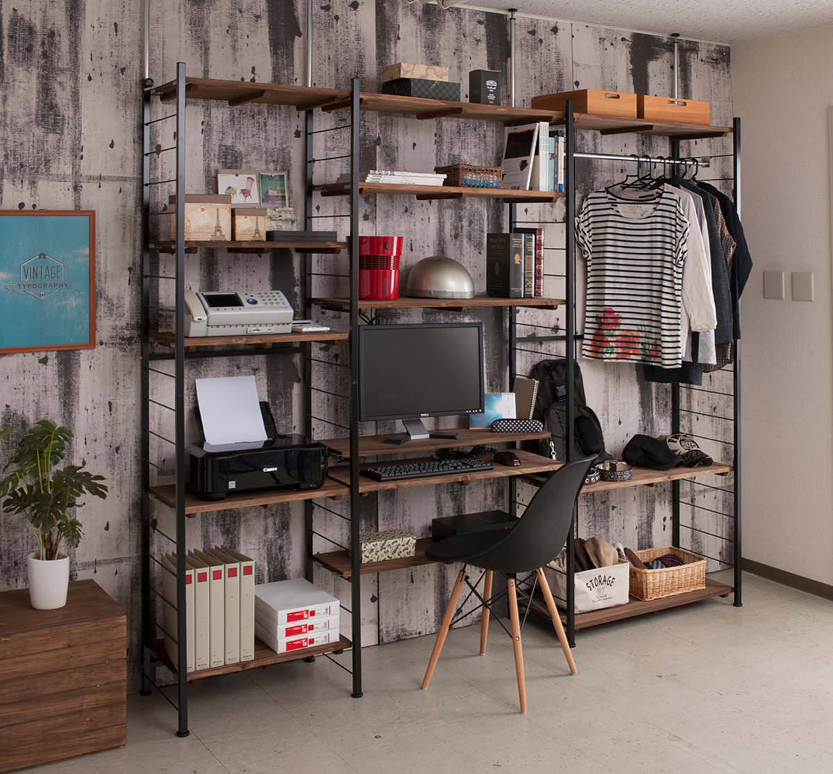 突っ張り 壁面収納 幅60×奥行40cm オープンラックタイプ ( ラック 壁面 収納 突っ張りラック 突っ張りオープンラック ウォールラック 小物掛け すき間 壁面ラック つっぱり 棚板付 パーテーション 省スペース )