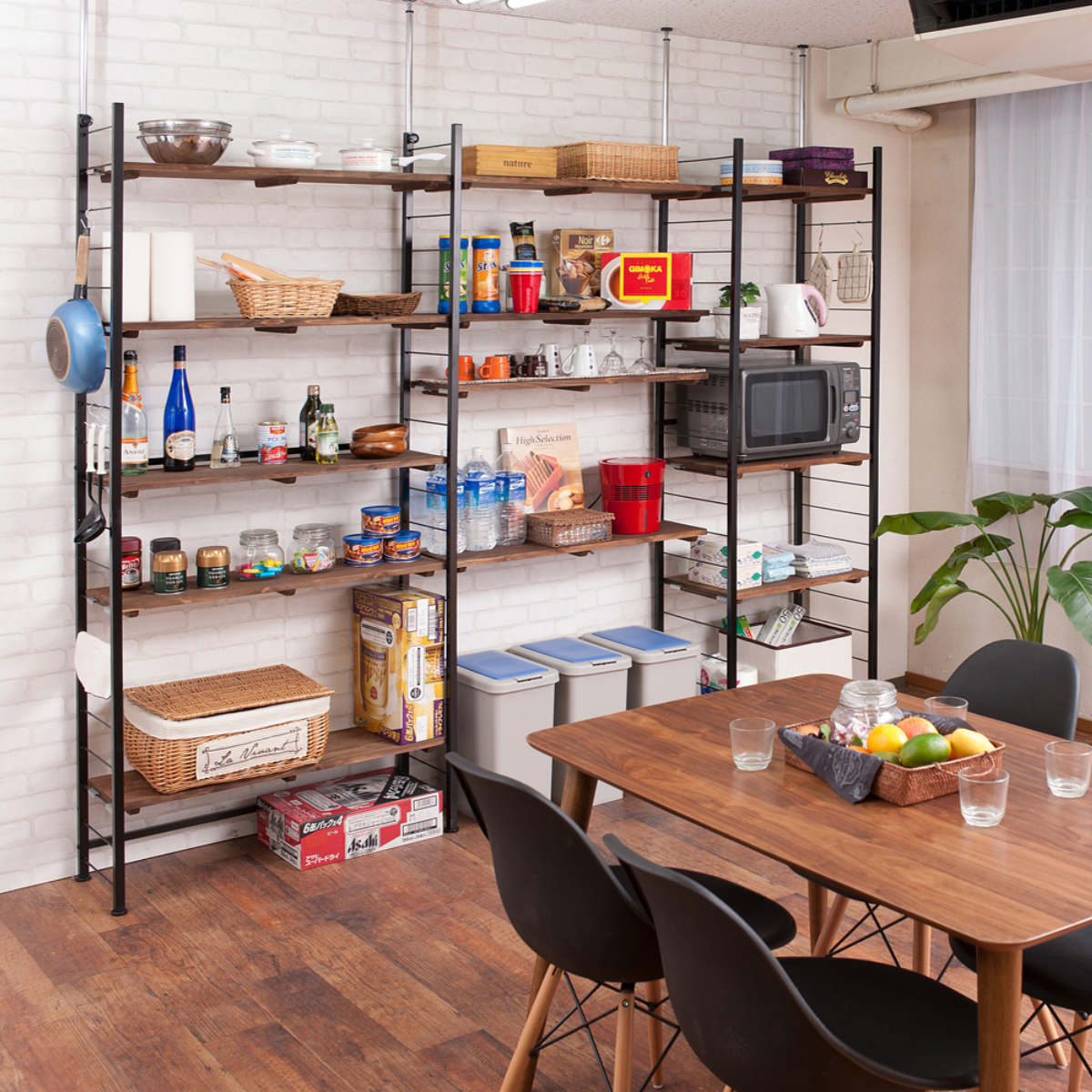 突っ張り 壁面収納 幅60×奥行40cm オープンラックタイプ ( ラック 壁面 収納 突っ張りラック 突っ張りオープンラック ウォールラック 小物掛け すき間 壁面ラック つっぱり 棚板付 パーテーション 省スペース )