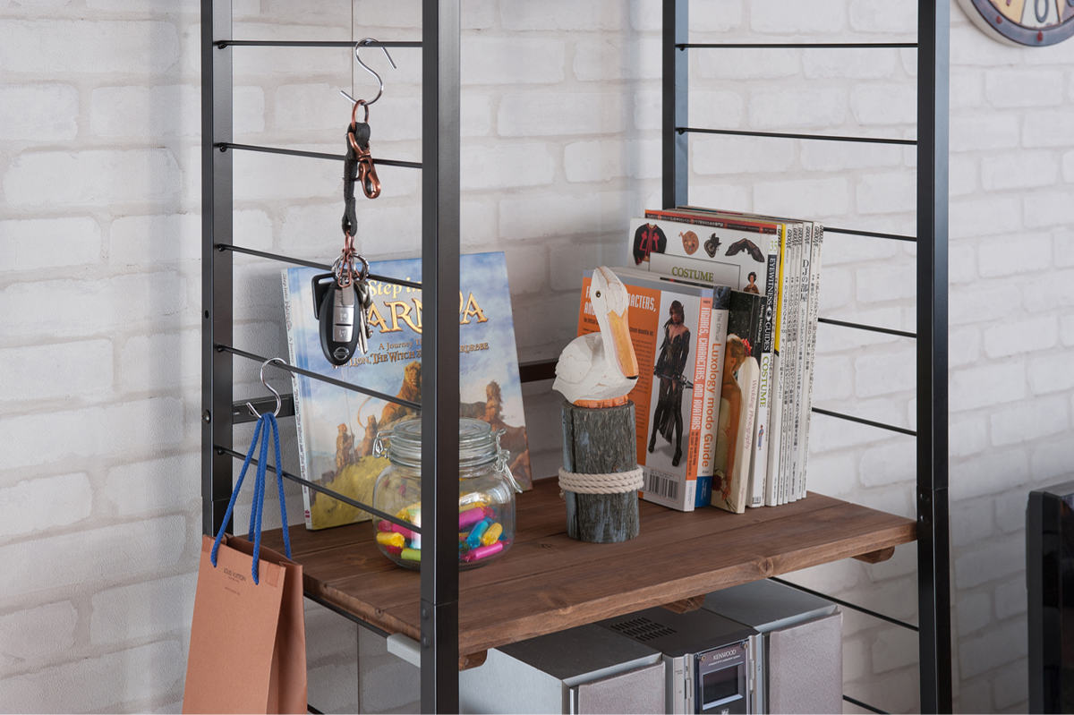 突っ張り 壁面収納 幅60×奥行40cm オープンラックタイプ ( ラック 壁面 収納 突っ張りラック 突っ張りオープンラック ウォールラック 小物掛け すき間 壁面ラック つっぱり 棚板付 パーテーション 省スペース )