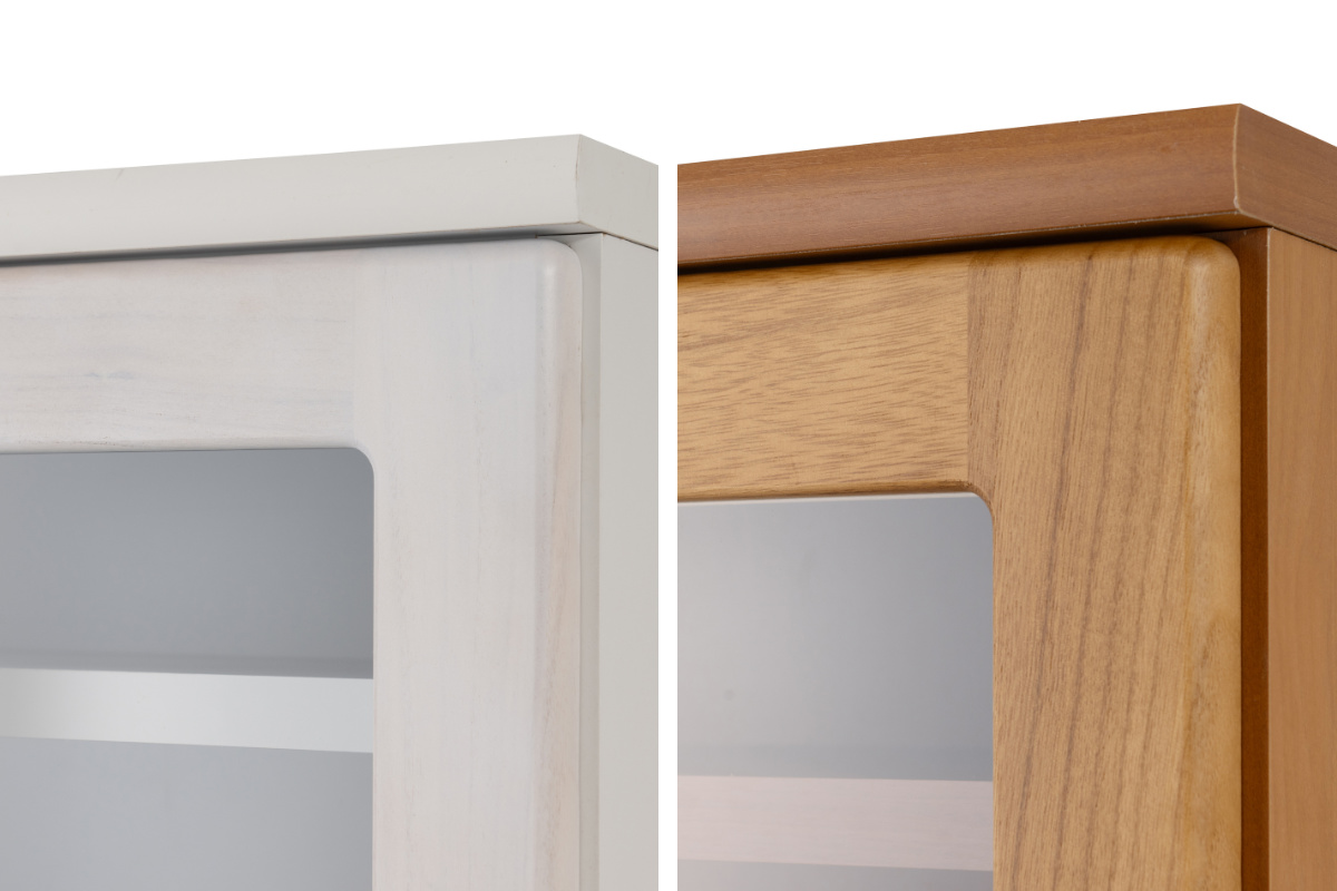 本棚 ガラス扉 幅80cm 桐材 完成品 日本製 ( 食器棚 棚 ラック 可動棚 天然木前板 A4対応 家具 収納 カップボード 引き出し ホワイトウォッシュ ライトブラウン ) 【ホワイトウォッシュ】 ホワイトウォッシュ