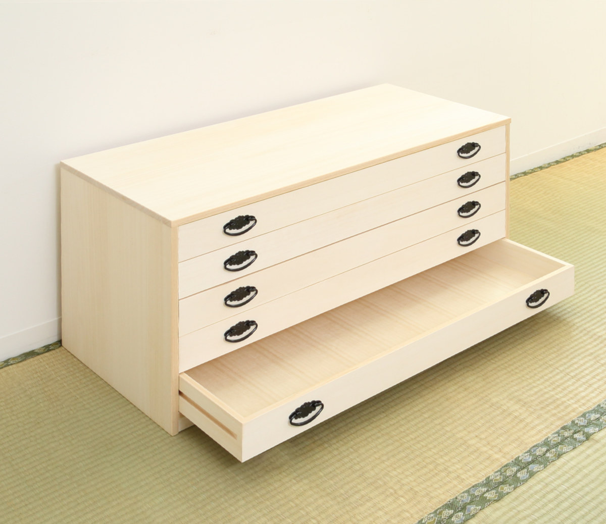 桐タンス 幅98.5cm 5段 引出し 完成品 日本製 ( 桐 桐箪笥 桐たんす たんす 桐製 五段 積み重ね タンス 箪笥 桐衣装ケース 桐衣装箱 桐チェスト 着物収納 国産 )