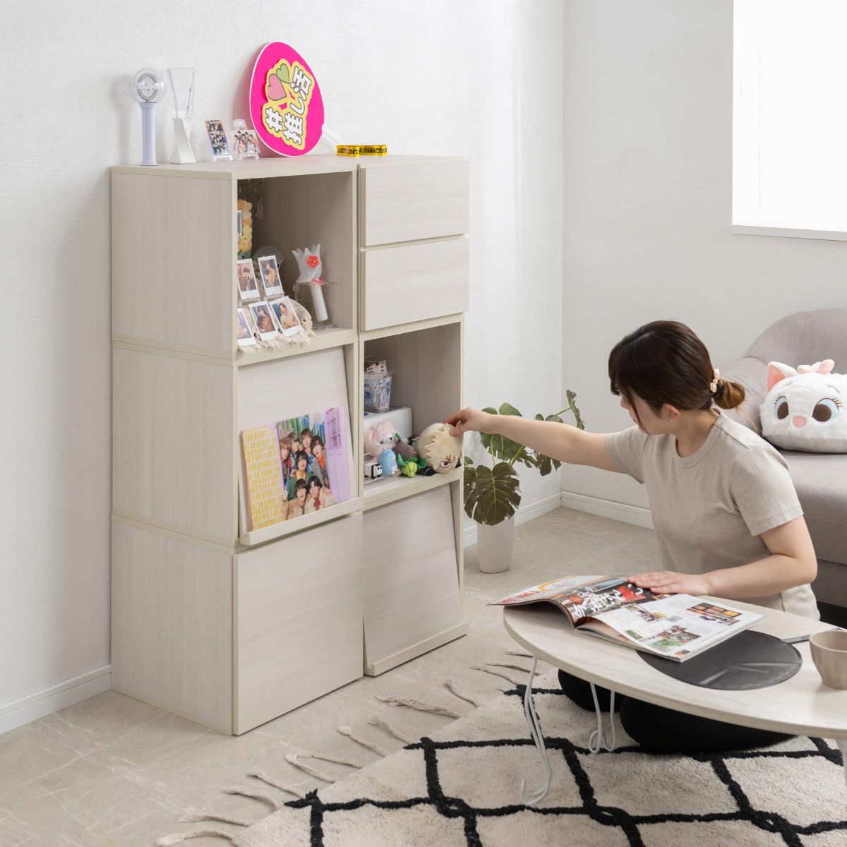 キューブラック 幅39cm オープンタイプ 推し活収納 ( グッズ収納 ボックス 組み合わせ A4対応 棚 ラック BOX 扉なし 推し シェルフ 収納 飾り棚 ディスプレイラック 多目的ラック ホワイトウォッシュ )