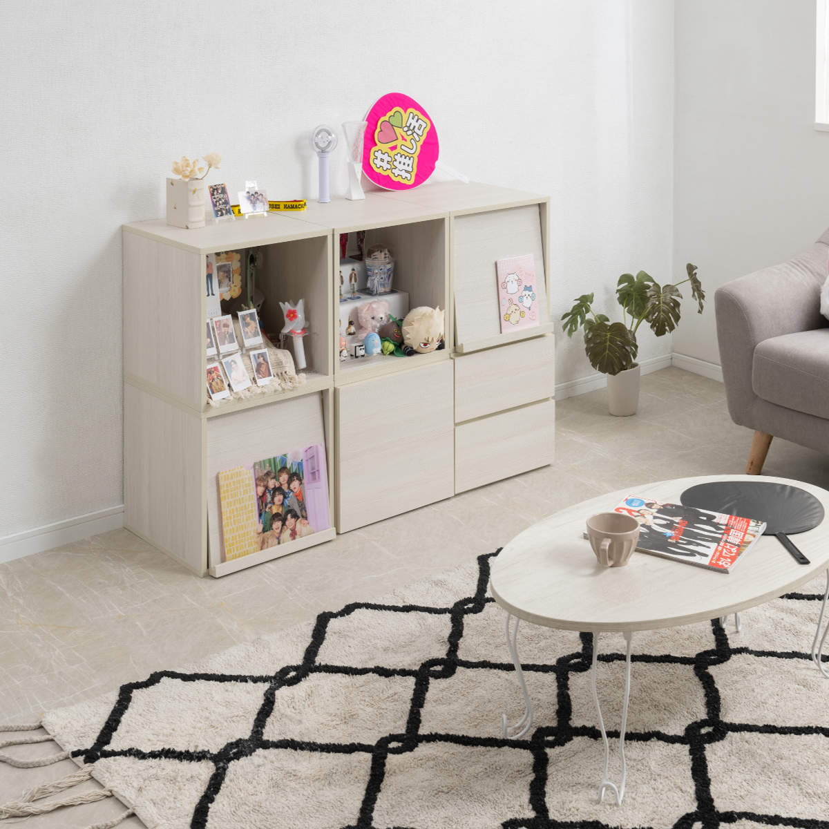 キューブラック 幅39cm オープンタイプ 推し活収納 ( グッズ収納 ボックス 組み合わせ A4対応 棚 ラック BOX 扉なし 推し シェルフ 収納 飾り棚 ディスプレイラック 多目的ラック ホワイトウォッシュ )