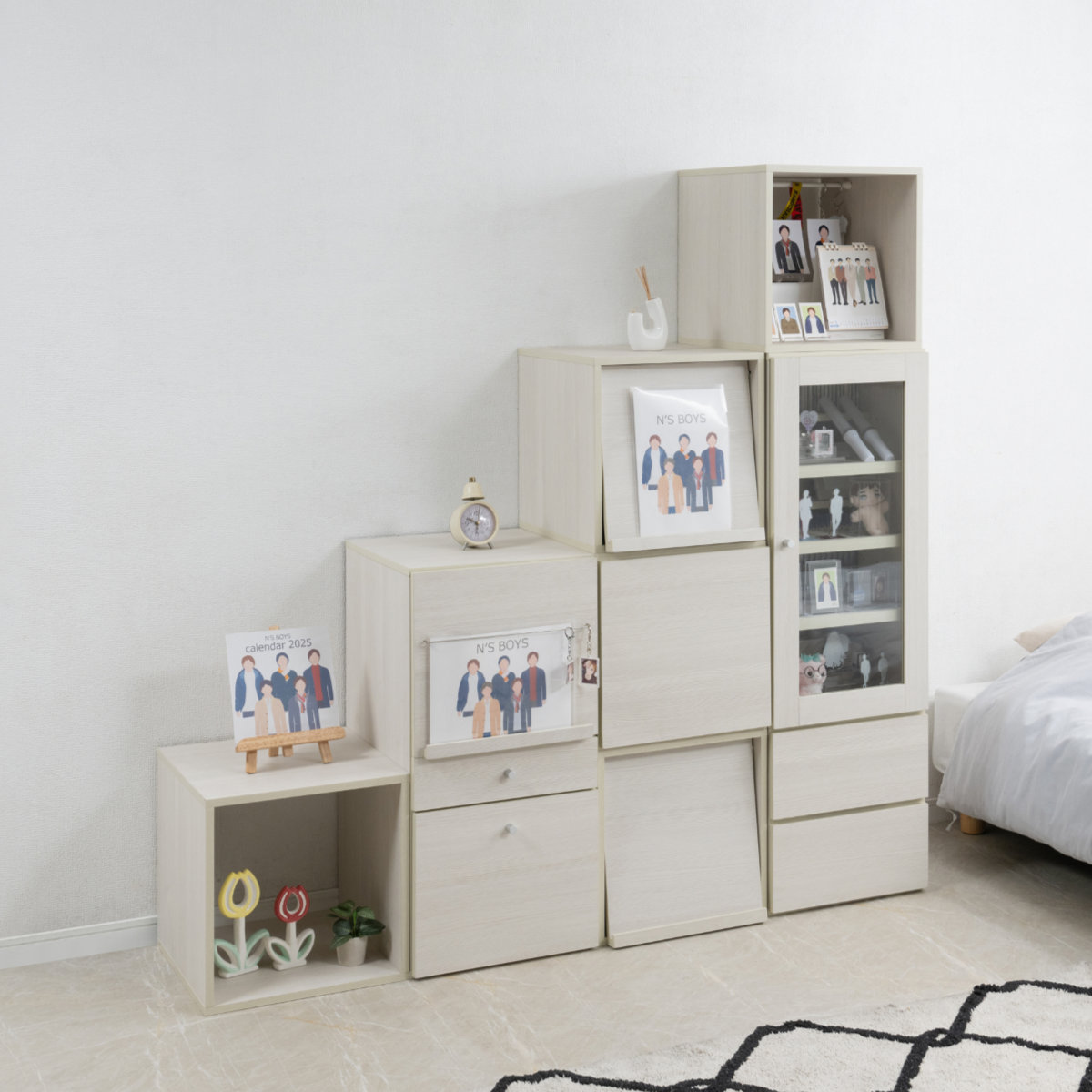 キューブラック 幅39cm オープンタイプ 推し活収納 ( グッズ収納 ボックス 組み合わせ A4対応 棚 ラック BOX 扉なし 推し シェルフ 収納 飾り棚 ディスプレイラック 多目的ラック ホワイトウォッシュ )