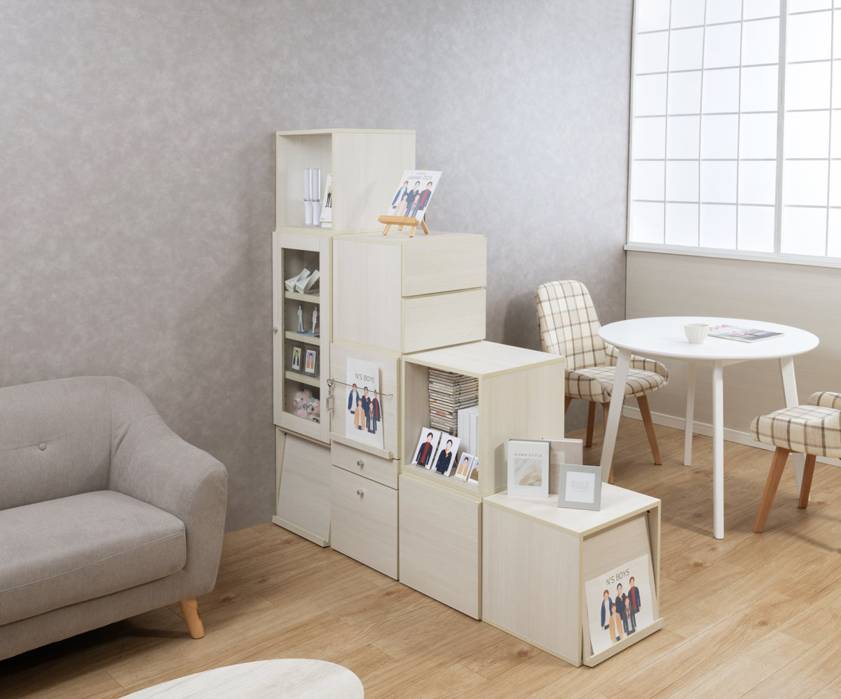 キューブラック 幅39cm オープンタイプ 推し活収納 ( グッズ収納 ボックス 組み合わせ A4対応 棚 ラック BOX 扉なし 推し シェルフ 収納 飾り棚 ディスプレイラック 多目的ラック ホワイトウォッシュ )