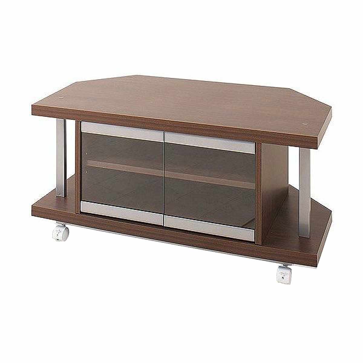 セット品 テレビ台 幅90cm 突っ張り コーナーラック 2段 日本製 ( セット 棚 ラック テレビボード AV収納 テレビラック TV台 TVラック コーナー 可動棚 キャスター付 )