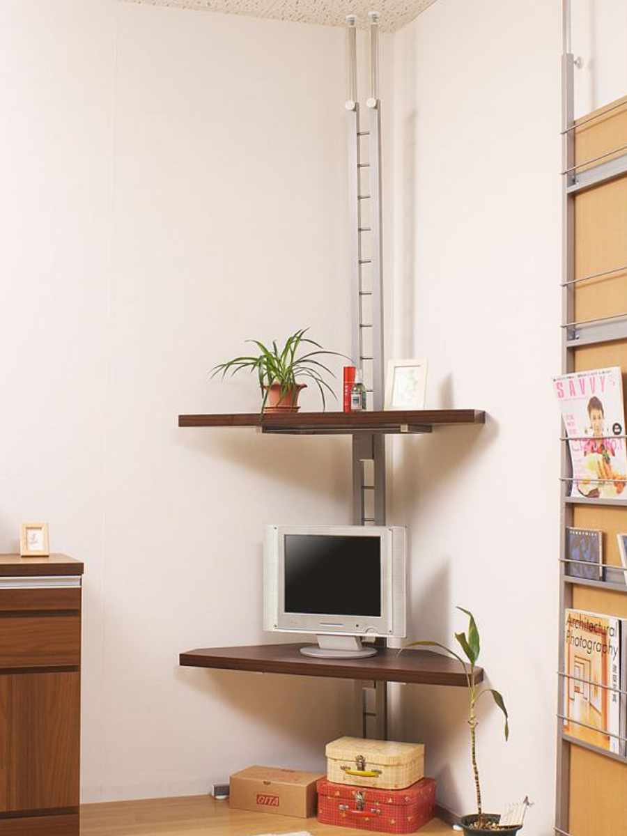 セット品 テレビ台 幅90cm 突っ張り コーナーラック 2段 日本製 ( セット 棚 ラック テレビボード AV収納 テレビラック TV台 TVラック コーナー 可動棚 キャスター付 )