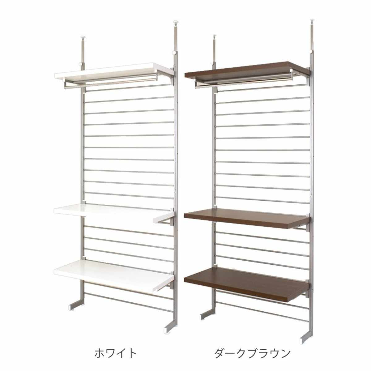 突っ張りラダーハンガー93cm ロッカー ( 突っ張り ラック 壁面収納 突っ張りラック 突っ張りハンガーラック ウォールラック 小物掛け すき間 壁面 収納 壁面ラック 衣類収納 洋服掛け コートハンガー パイプハンガー 棚板付 ) 【ホワイト】 ホワイト