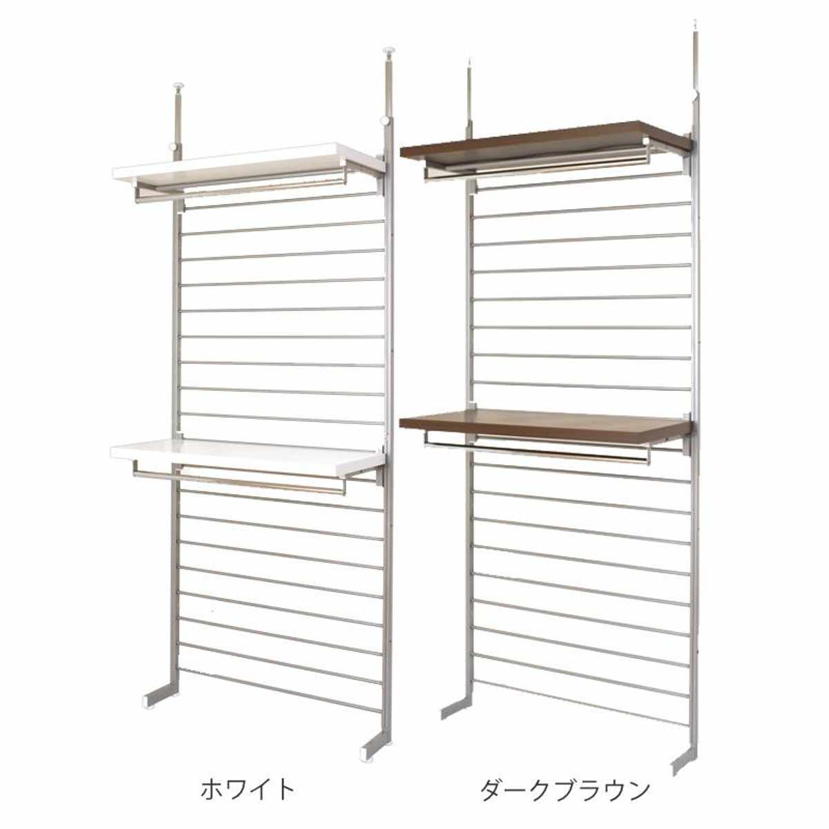 突っ張りラダーハンガー93cmブレザー ( 突っ張り ラック 壁面収納 突っ張りラック 突っ張りハンガーラック ウォールラック 小物掛け すき間 壁面 収納 壁面ラック 衣類収納 洋服掛け コートハンガー パイプハンガー 棚板付 ) 【ホワイト】 ホワイト