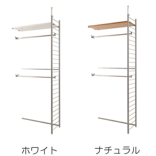 突っ張り 間仕切りワードローブ 幅88cm 連結用 背板無し ホワイト ( 突っ張り収納 ハンガーラック ワードローブ 収納 ハンガー 突っ張り式 突っぱり ツッパリ 洋服 ウォークインクローゼット 間仕切り 連結 ) 【ホワイト】 ホワイト