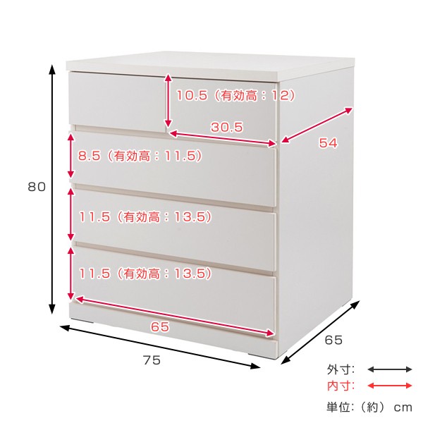 押入れ収納 タンス 幅75cm 4段 奥行65cm キャスター付 日本製 ( 木製 押入れ クローゼット 収納 クローゼット収納 完成品 組立不要 すぐ使える 国産 たんす キャスター 整理棚 衣替え 衣類収納 引き出し )