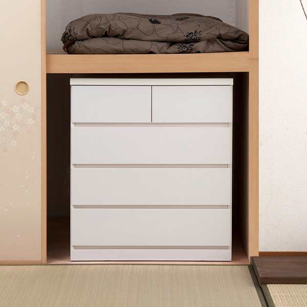 押入れ収納 タンス 幅75cm 4段 奥行65cm キャスター付 日本製 ( 木製 押入れ クローゼット 収納 クローゼット収納 完成品 組立不要 すぐ使える 国産 たんす キャスター 整理棚 衣替え 衣類収納 引き出し )