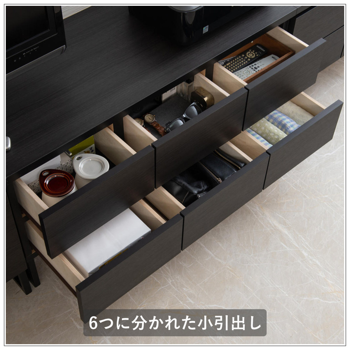 キャビネット 幅106cm スクエアキャビネット 引出し ロータイプ 日本製