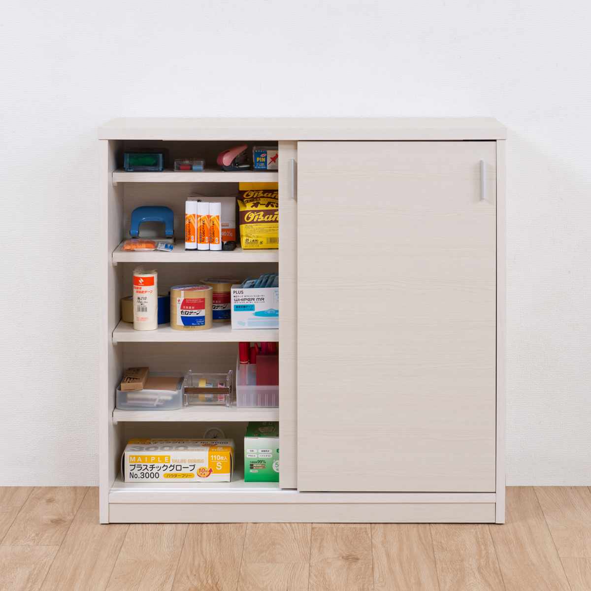 カウンター下収納 幅90cm 引戸タイプ 日本製 完成品 ( カウンター下 リビング 収納 キッチン収納 収納棚 モダンナチュラル 食器棚 キャビネット 薄型 可動棚 ホワイトウォッシュ ナチュラル おしゃれ ) 【ナチュラル】 ナチュラル