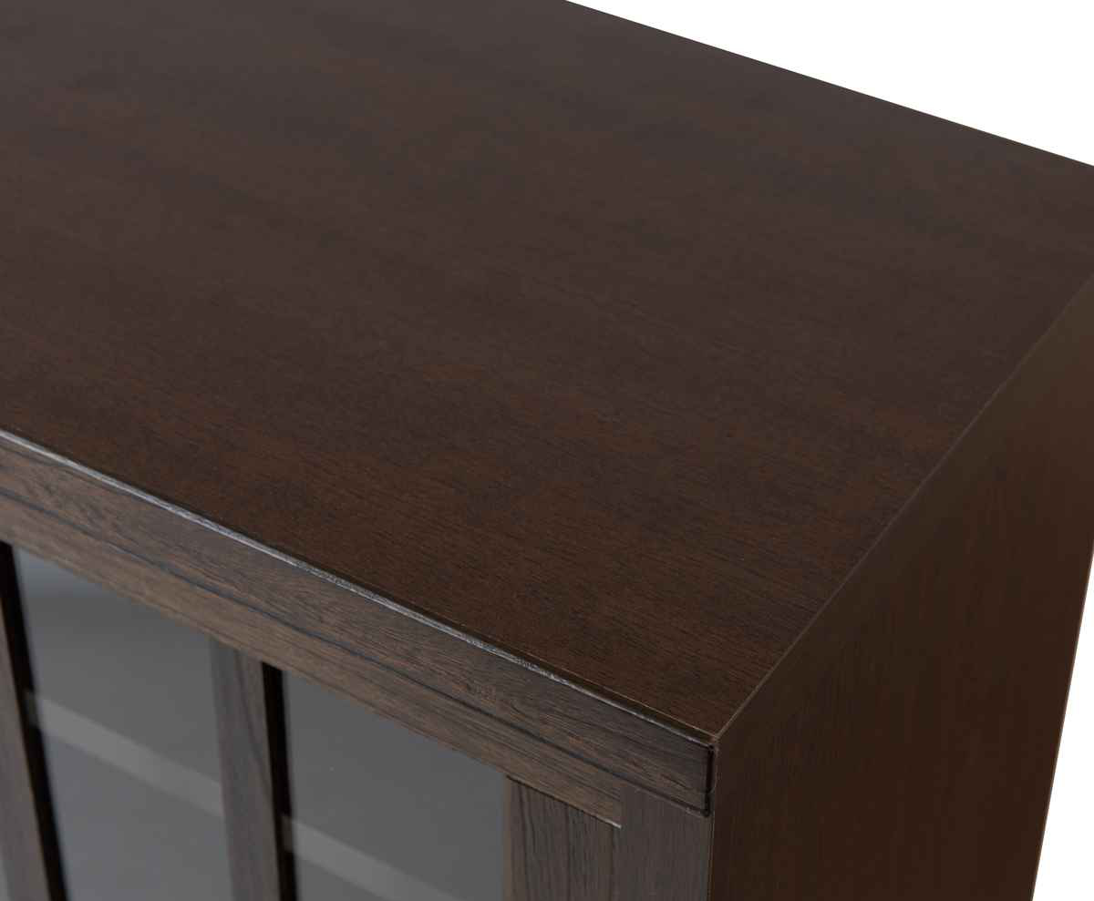 キャビネット 幅120.5cm ガラス引き戸 縦格子 和モダン調 日本製 完成品 ( 棚 ラック 収納チェスト 収納 格子 引き戸 天然木 桐 木製 家具 食器棚 可動棚 ホワイト ブラウン おしゃれ ) 【ホワイト】 ホワイト