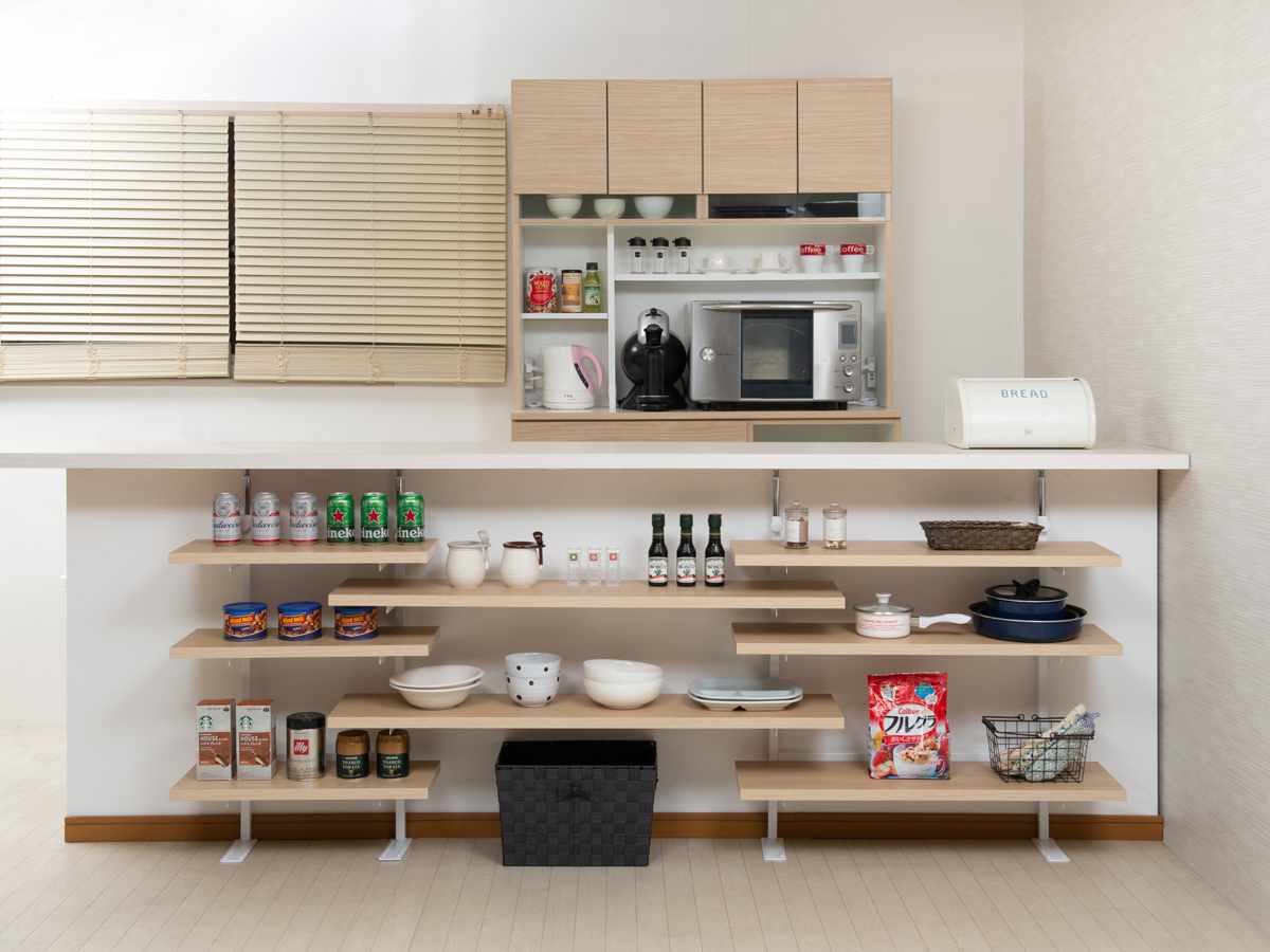 カウンター下ラック専用 追加棚 幅119.5cm 棚板 ( 追加棚板 追加用 本体別売り 専用棚 突っ張り カウンター下 棚 壁面 収納 木目調 パーツ 増設 スリム ラック 壁面収納 1枚 幅120 ) 【マリンナチュラル】 マリンナチュラル