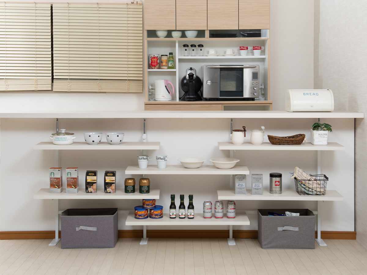 カウンター下ラック専用 追加棚 幅119.5cm 棚板 ( 追加棚板 追加用 本体別売り 専用棚 突っ張り カウンター下 棚 壁面 収納 木目調 パーツ 増設 スリム ラック 壁面収納 1枚 幅120 ) 【マリンナチュラル】 マリンナチュラル