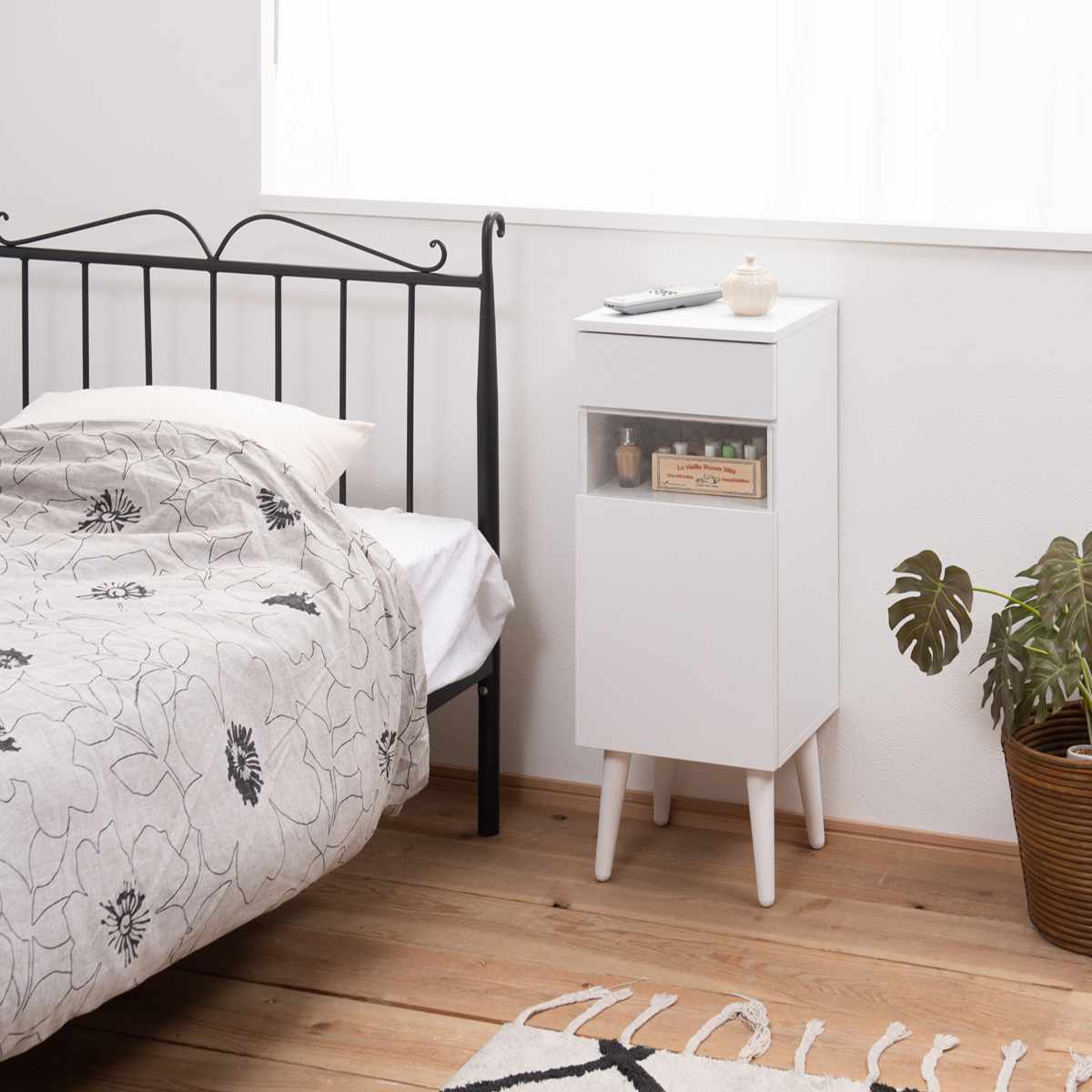 ルーター収納 幅30cm ファックス台 ホワイトリビング ( 棚 ラック 収納 ルーター モデム収納 家具 ディスプレイ 引き出し ケーブル収納 可動棚 モデム サイドボード サイドキャビネット シェルフ ホワイト )