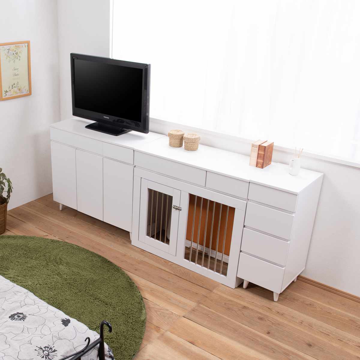 スリムチェスト 幅30cm 4段 ホワイトリビング ( チェスト 棚 ラック 収納 家具 ディスプレイ 引き出し 4杯 サイドボード サイドチェスト リビング収納 シェルフ 引出し ホワイト )