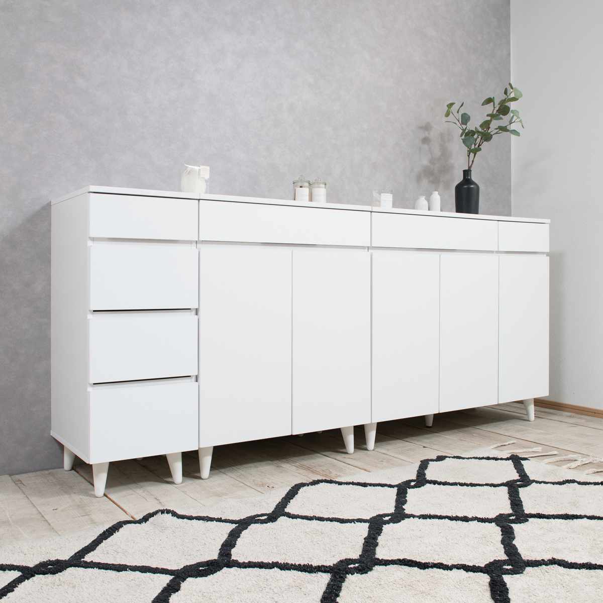 スリムチェスト 幅30cm 4段 ホワイトリビング ( チェスト 棚 ラック 収納 家具 ディスプレイ 引き出し 4杯 サイドボード サイドチェスト リビング収納 シェルフ 引出し ホワイト )