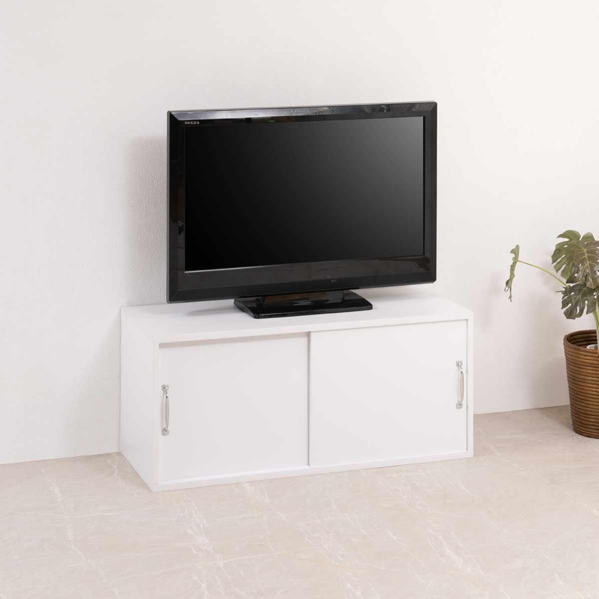 上置き棚 幅90cm 引戸式 ホワイトリビング ( 上置き 収納 家具 組み合わせ 引き戸 可動棚 追加 ローボード テレビ台 背面化粧 )