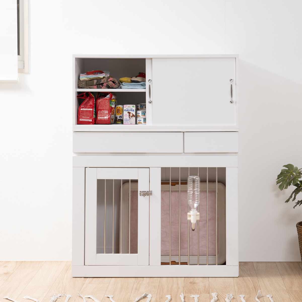 上置き棚 幅90cm 引戸式 ホワイトリビング ( 上置き 収納 家具 組み合わせ 引き戸 可動棚 追加 ローボード テレビ台 背面化粧 )