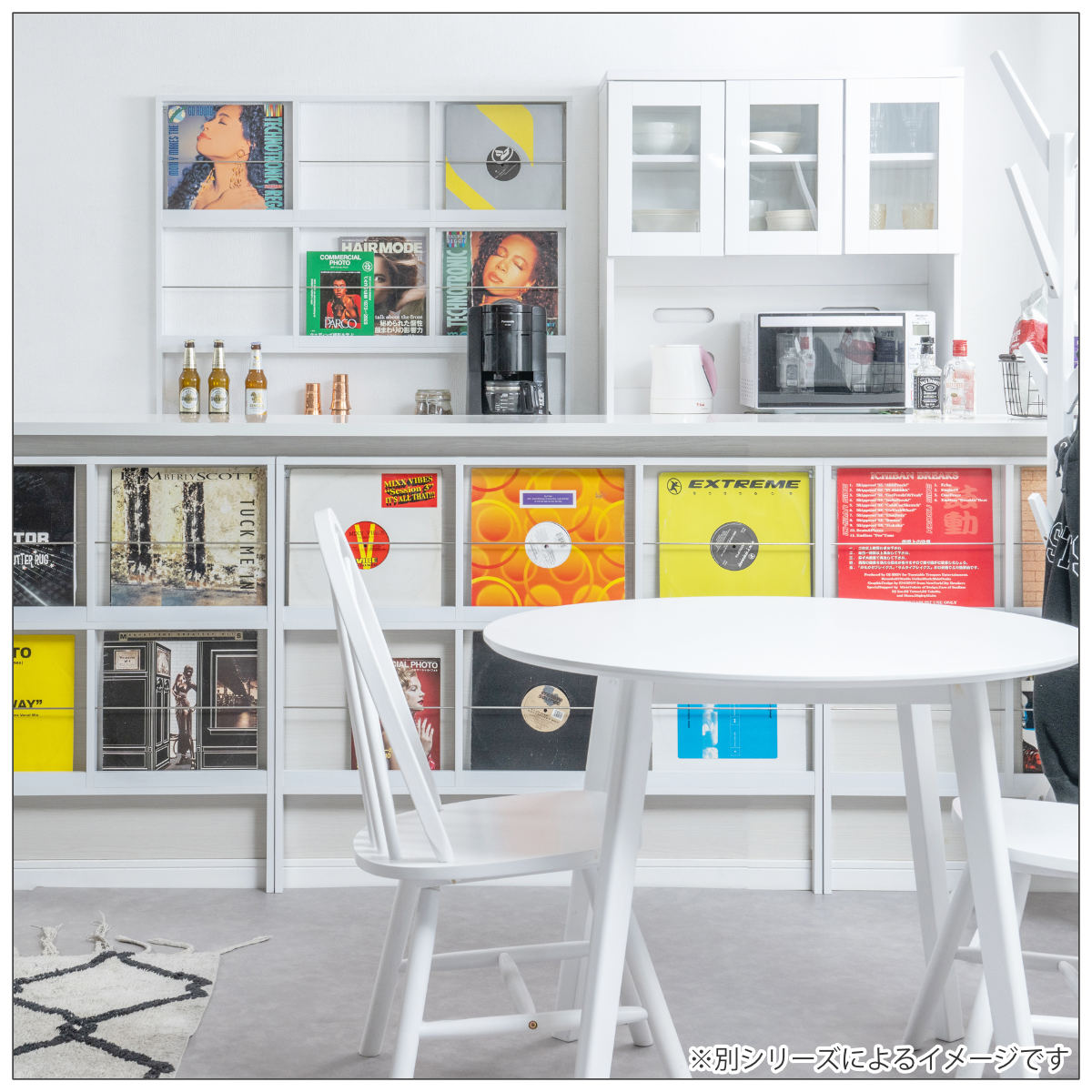 壁面レコードラック 幅74.5cm 4マス ブラウン ( レコードラック 壁面 ラック 棚 ディスプレイ 収納 飾り棚 壁面収納 Arizona レコード収納 省スペース )