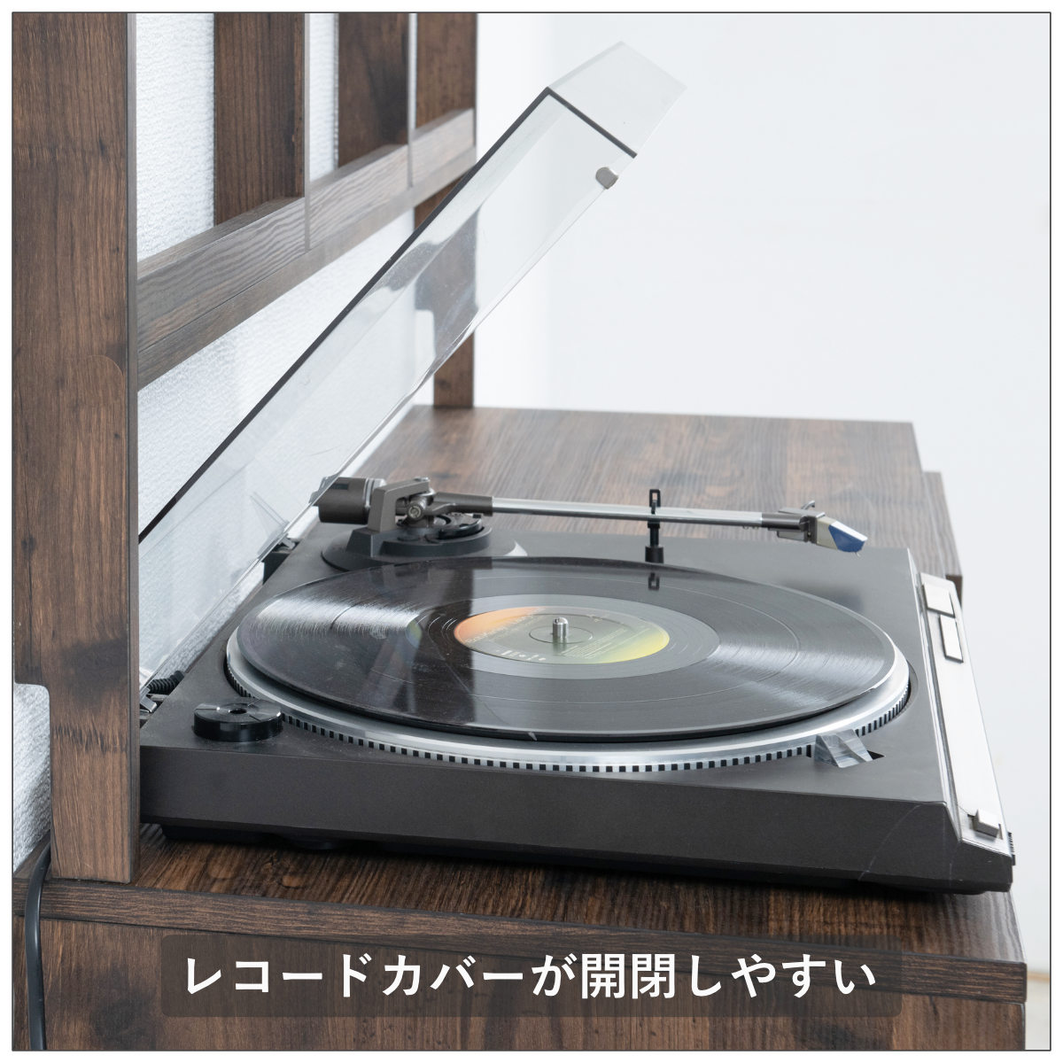 壁面レコードラック 幅74.5cm 4マス ブラウン ( レコードラック 壁面 ラック 棚 ディスプレイ 収納 飾り棚 壁面収納 Arizona レコード収納 省スペース )