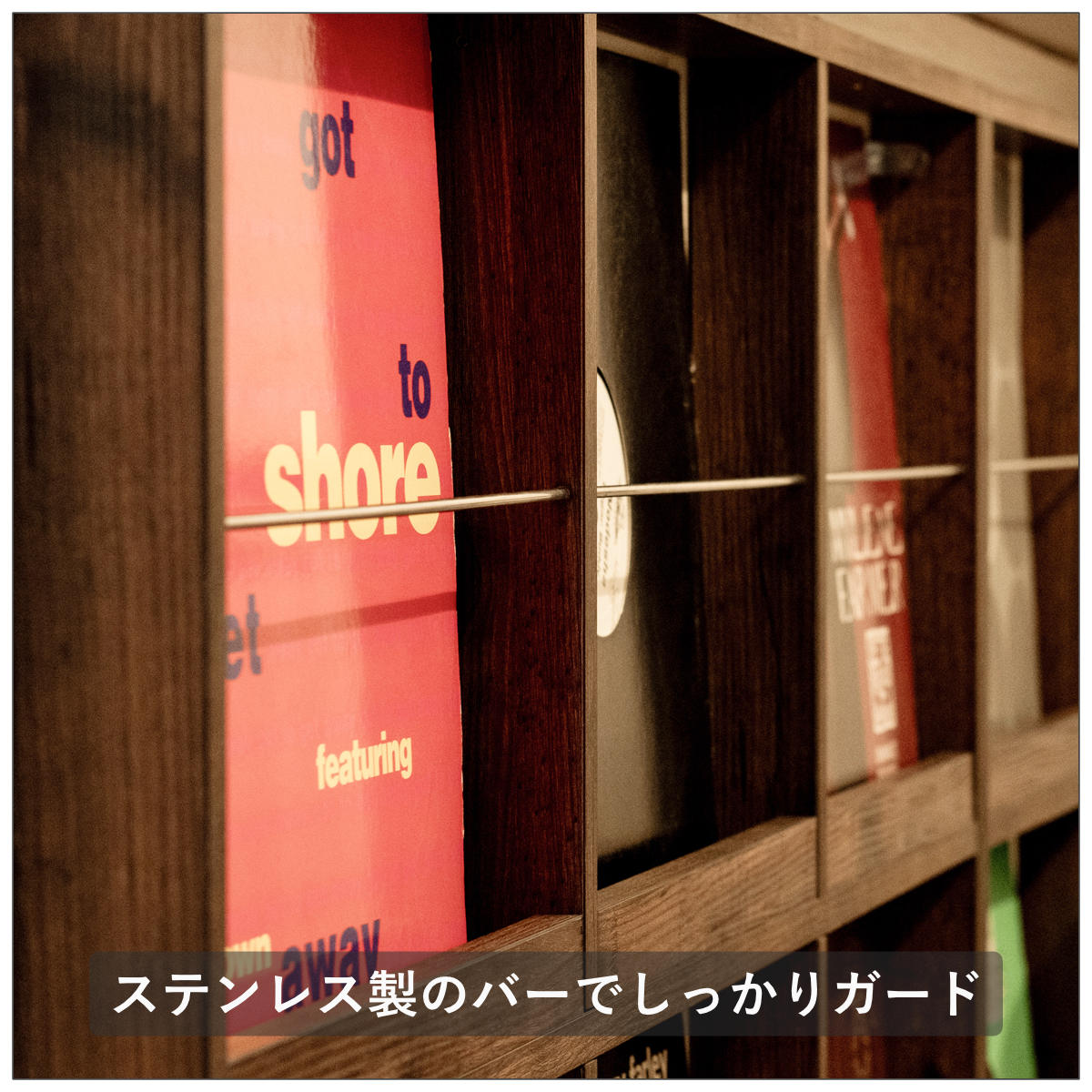 壁面レコードラック 幅74.5cm 4マス ブラウン ( レコードラック 壁面 ラック 棚 ディスプレイ 収納 飾り棚 壁面収納 Arizona レコード収納 省スペース )