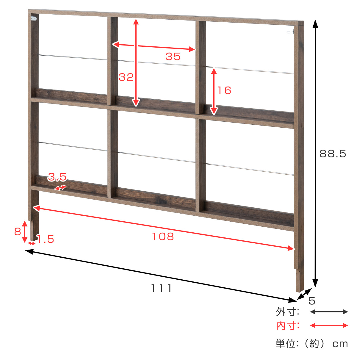 壁面レコードラック 幅111cm 6マス ブラウン ( レコードラック 壁面 ラック 棚 ディスプレイ 収納 飾り棚 壁面収納 Arizona レコード収納 省スペース )