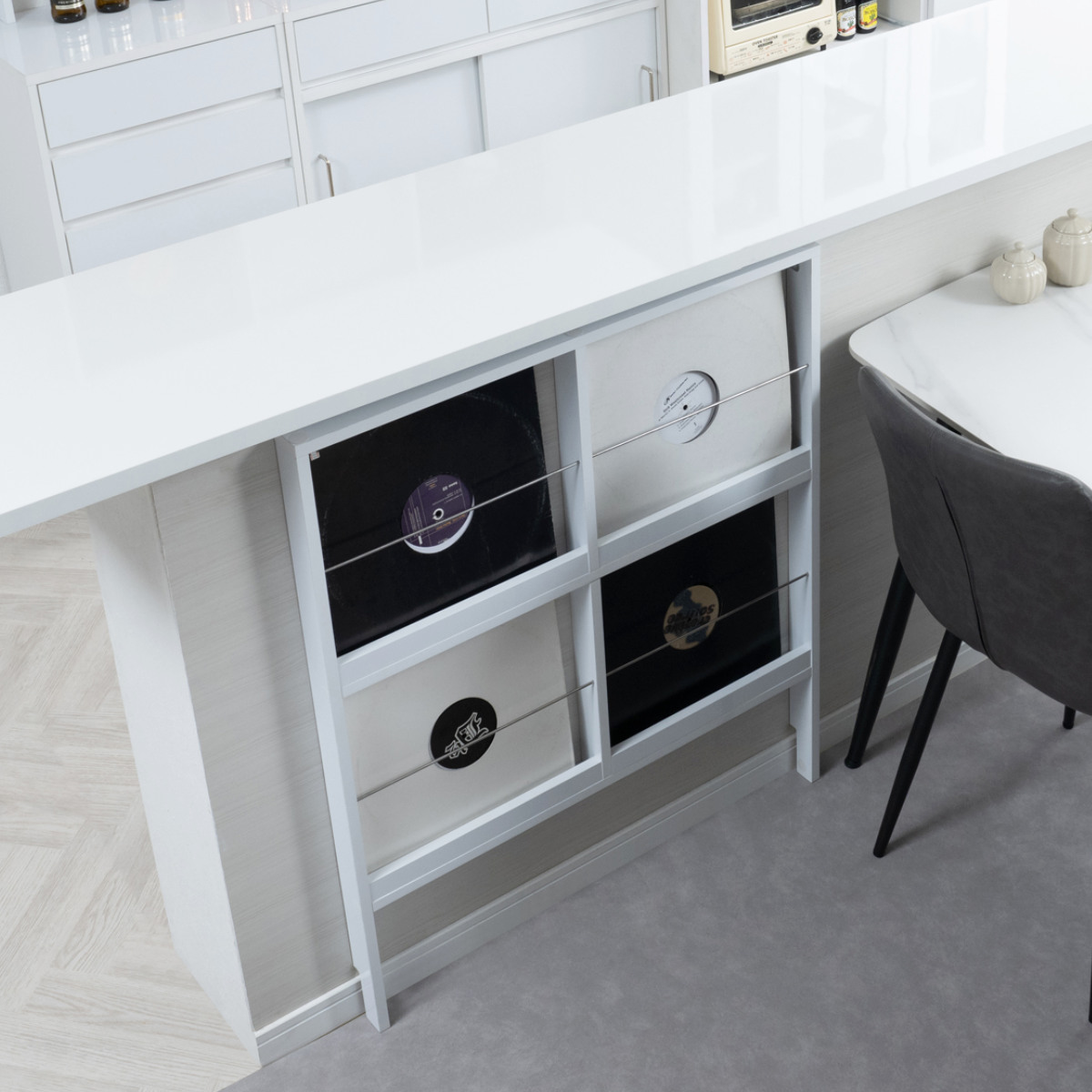 壁面レコードラック 幅74.5cm 4マス ホワイト ( レコードラック 壁面 ラック 棚 ディスプレイ 収納 飾り棚 壁面収納 FORCE レコード収納 省スペース )