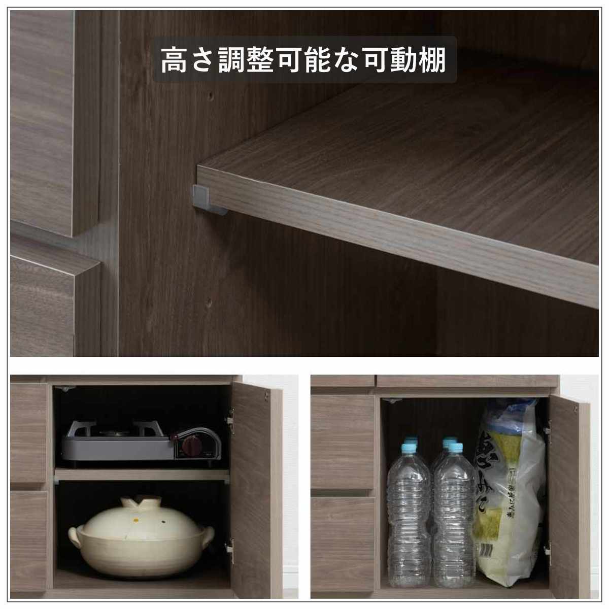 キッチンカウンター 幅100cm スライド棚 2口コンセント 背面化粧 日本製 完成品 ( カウンター キッチン 収納 スライドレール 間仕切り 引き出し 4杯 コンセント付 ナチュラル グレージュ シンプル ) 【ナチュラル】 ナチュラル