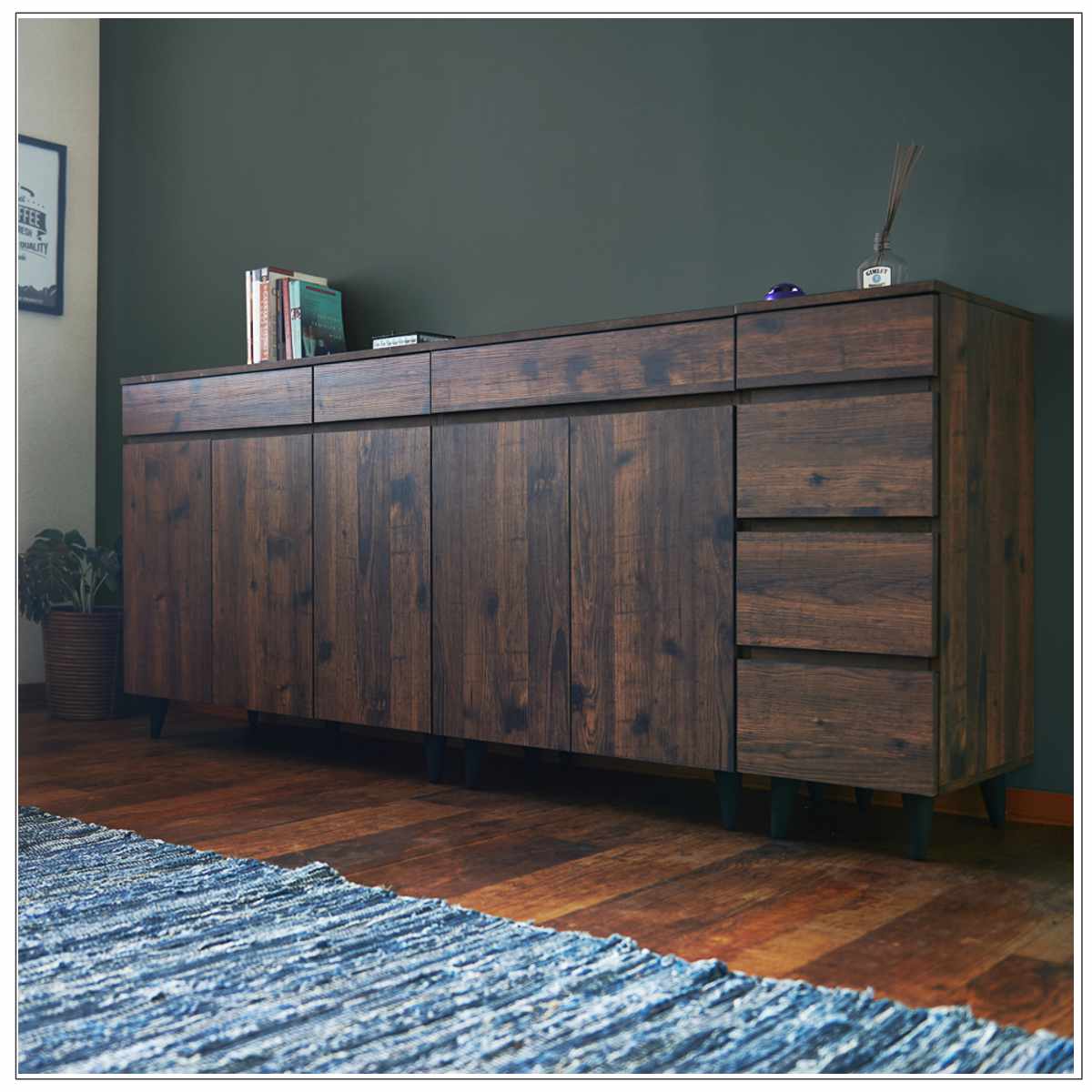 ルーター収納 幅30.5cm FAX台 ヴィンテージ調 Arizona ( ラック 収納 ルーター モデム 収納棚 木製 ディスプレイラック 多目的ラック サイドボード サイドキャビネット シェルフ ブラウン 脚付き 西海岸風 )