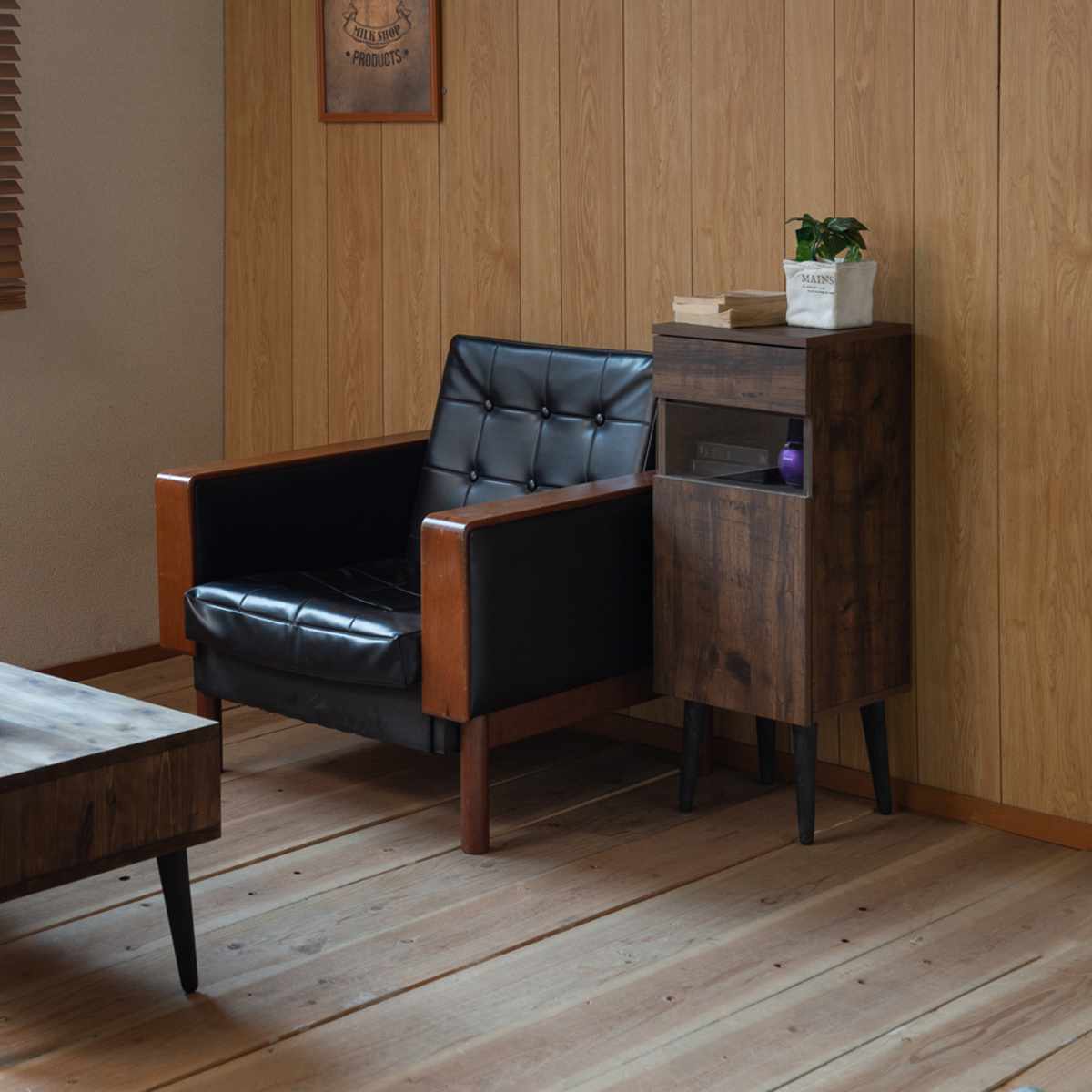 ルーター収納 幅30.5cm FAX台 ヴィンテージ調 Arizona ( ラック 収納 ルーター モデム 収納棚 木製 ディスプレイラック 多目的ラック サイドボード サイドキャビネット シェルフ ブラウン 脚付き 西海岸風 )