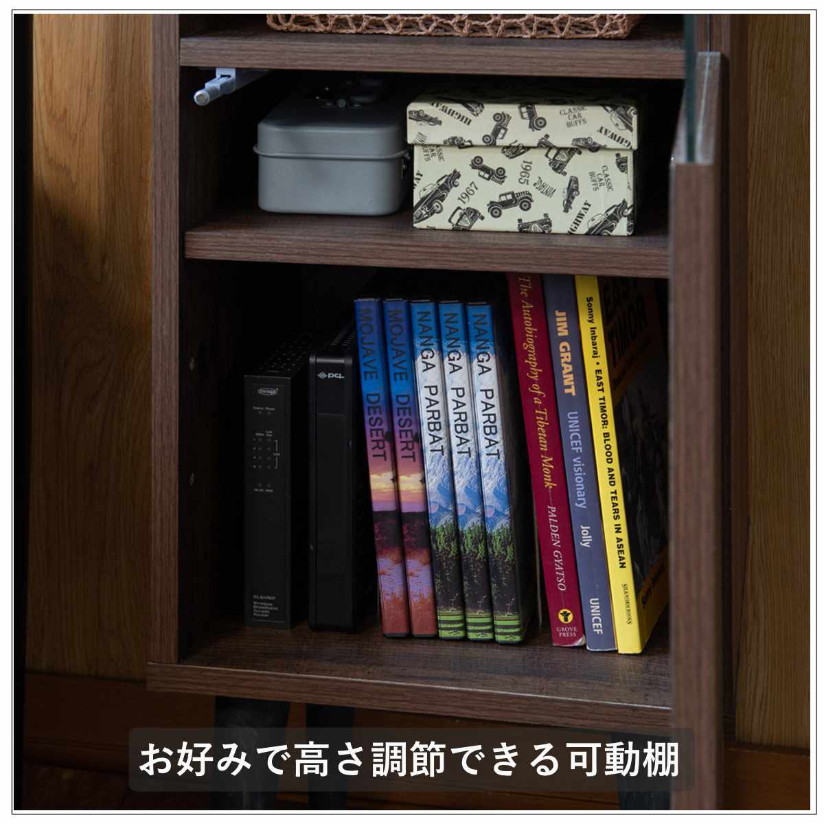 ルーター収納 幅30.5cm FAX台 ヴィンテージ調 Arizona ( ラック 収納 ルーター モデム 収納棚 木製 ディスプレイラック 多目的ラック サイドボード サイドキャビネット シェルフ ブラウン 脚付き 西海岸風 )