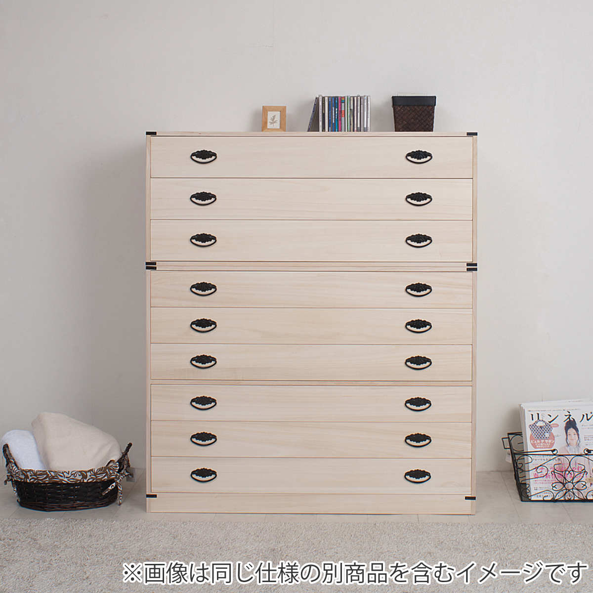 桐タンス 幅99.5cm 3段 上置き兼用 桐収納 衣装箱 引出し 日本製 完成品 ( 桐箪笥 収納 桐チェスト 国産 桐箱 三杯 桐 たんす タンス 箪笥 積み重ね 桐衣装箱 着物収納 衣類収納 チェスト 天然木 )