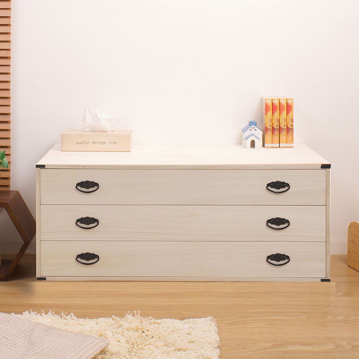 桐タンス 幅99.5cm 3段 上置き兼用 桐収納 衣装箱 引出し 日本製 完成品 ( 桐箪笥 収納 桐チェスト 国産 桐箱 三杯 桐 たんす タンス 箪笥 積み重ね 桐衣装箱 着物収納 衣類収納 チェスト 天然木 )