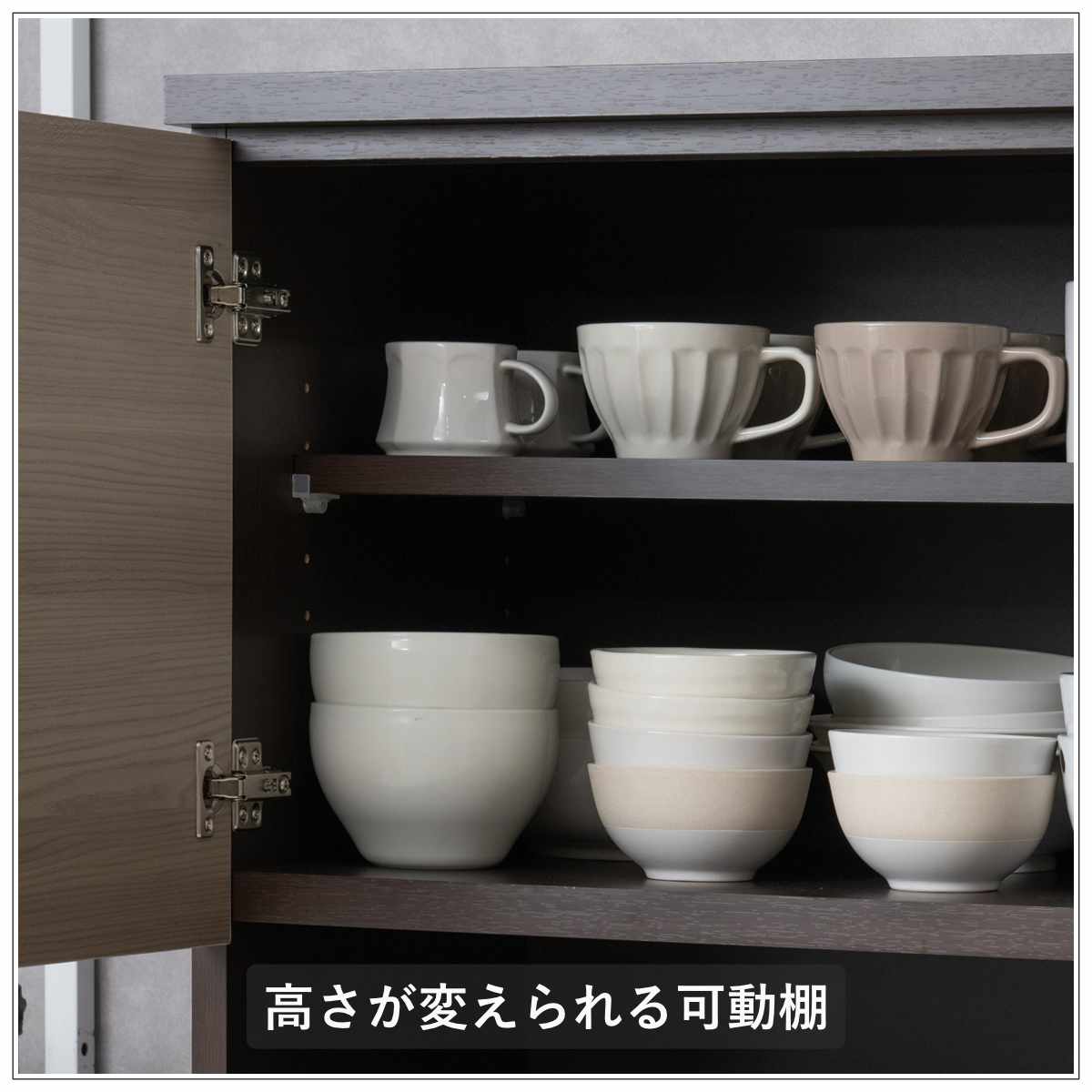 キッチンボード 幅120cm スリートーン フルスライドレール 日本製 ( 食器棚 ブラック 木目調 可動棚 家電 レンジ台 キッチン収納 スライド棚 4口コンセント 電子レンジ 炊飯器 黒 収納 120cm レンジラック )