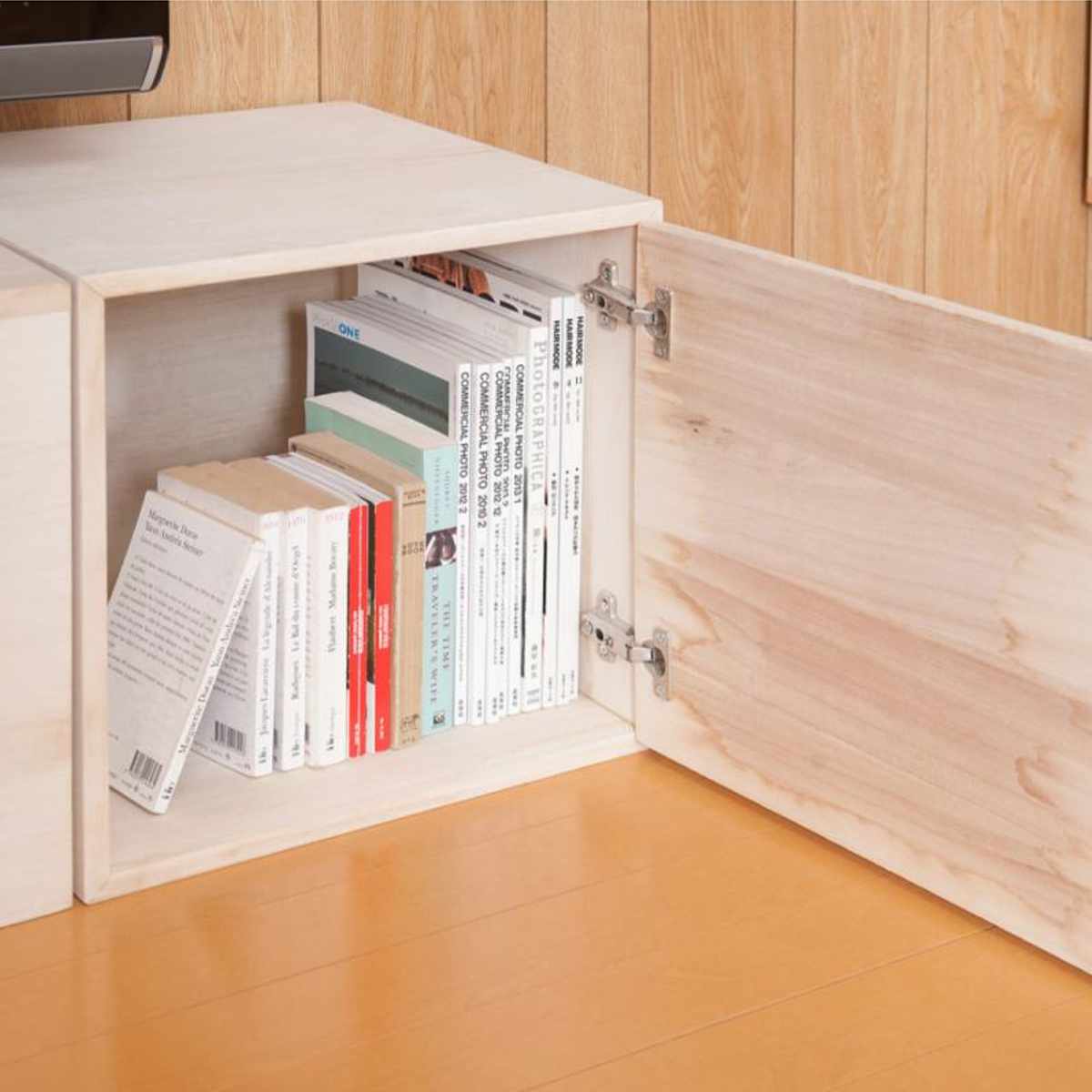 収納ボックス 幅39cm ユニットボックス 扉タイプ 桐材 生地仕上げ ( 収納ボックス ラック 収納 収納BOX ボックス 木製 完成品 シェルフ 収納棚 飾り棚 ディスプレイラック 多目的ラック 木目 ナチュラル シンプル )