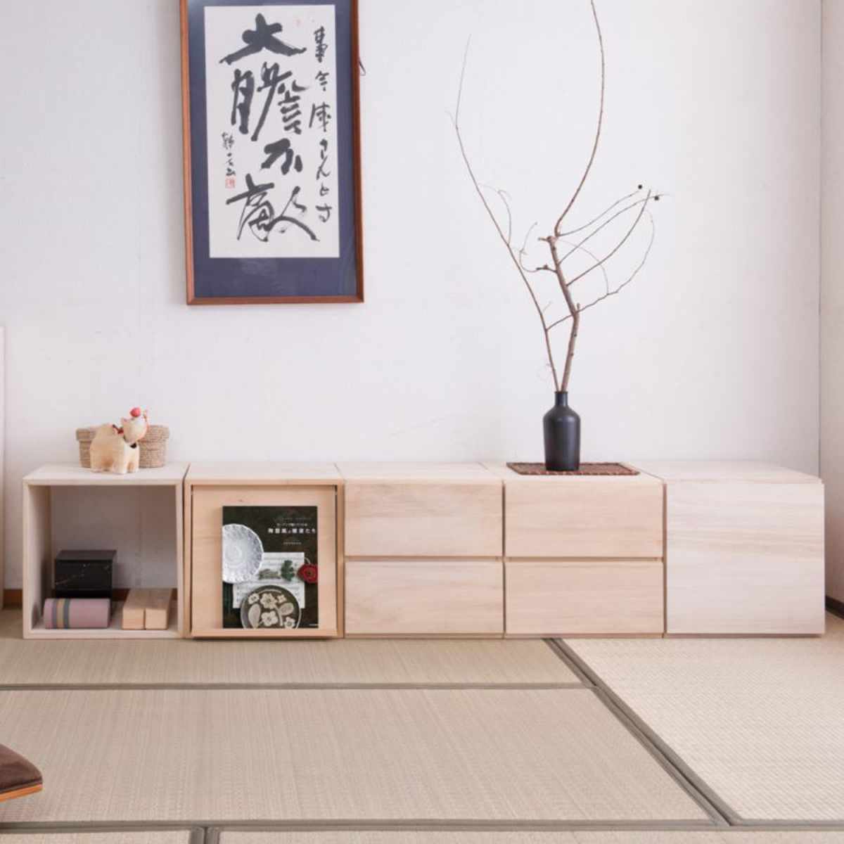 収納ボックス 幅39cm ユニットボックス 扉タイプ 桐材 生地仕上げ ( 収納ボックス ラック 収納 収納BOX ボックス 木製 完成品 シェルフ 収納棚 飾り棚 ディスプレイラック 多目的ラック 木目 ナチュラル シンプル )