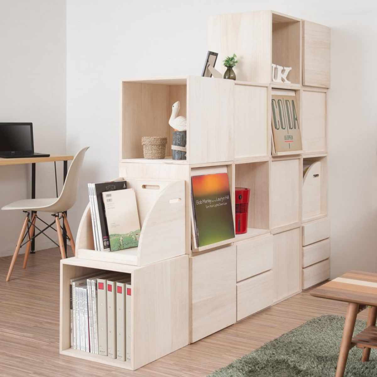 収納ボックス 幅39cm ユニットボックス 扉タイプ 桐材 生地仕上げ ( 収納ボックス ラック 収納 収納BOX ボックス 木製 完成品 シェルフ 収納棚 飾り棚 ディスプレイラック 多目的ラック 木目 ナチュラル シンプル )